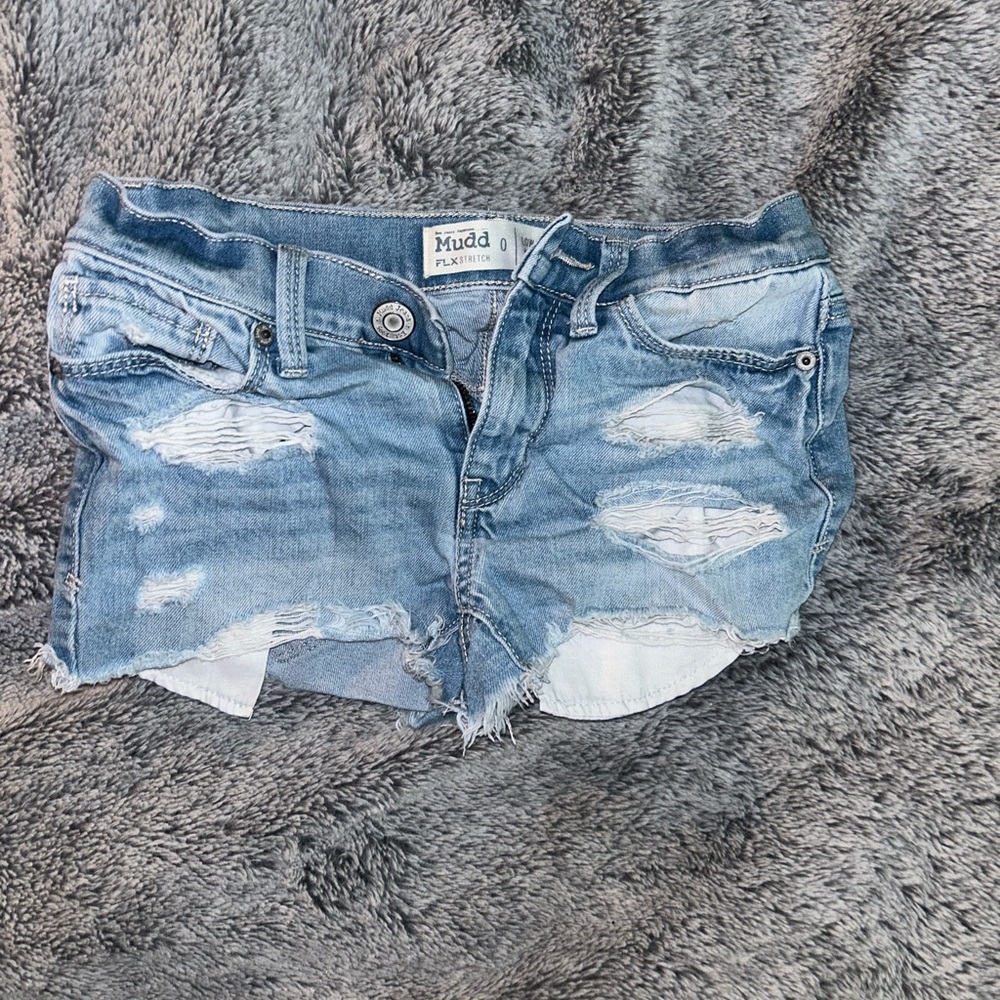 Mudd Light Blue Distressed Jean Shorts